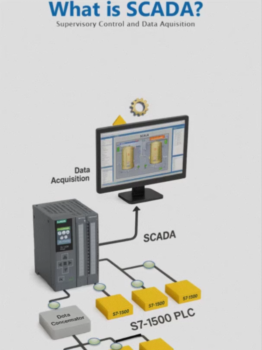 SCADA Basics in under 1 min #industrialautomation #scada #plc #foryoupage❤️❤️  #electricalengineering #fyp #instrumentation #electrical 