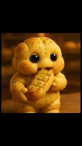 Bread eating Garlic Bread 🥖 #asmr #satisfying #oddlysatisfying #veo3 