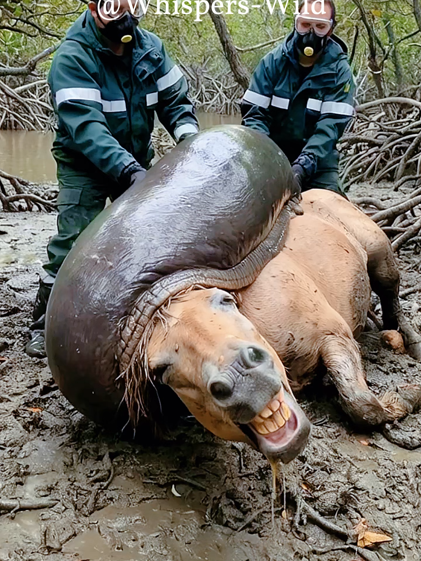 Giant snail refuses to let go of horse — rescue team steps in#animalrescue #wildanimals