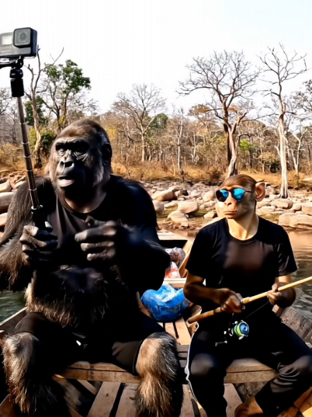 The gorilla and the monkey have gone to the lake to catch fish.#vlogs #aivlogs #monkey #gorilla #monkeyvlog #fish #fishing #lake #trinding #foryoupagе #fyp #foruyou #growmyaccount #unfreezemyacount #1millionviews #viralvedio 