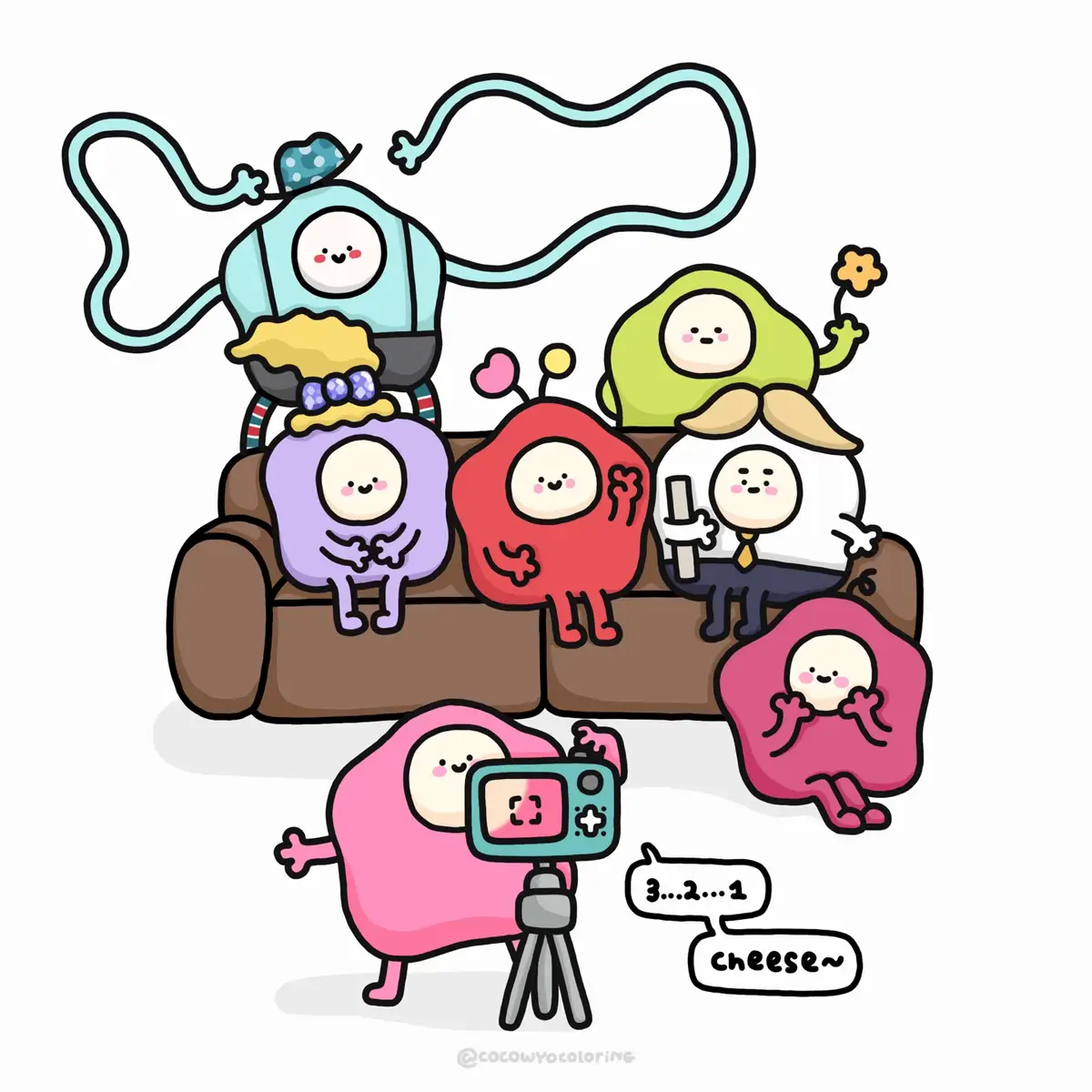 Camera’s good to go! Say cheese, Coozie Family! 📸   Oops, some funny side shots happened, but after a few giggles and a lot of love, they finally got their perfect picture. Ta-da! 🎉   Swipe to catch our little secret at the end.   #cocoworld #cocowyopublishing #cocowyo #cocowyocoloringbook #coloring #coloringbook