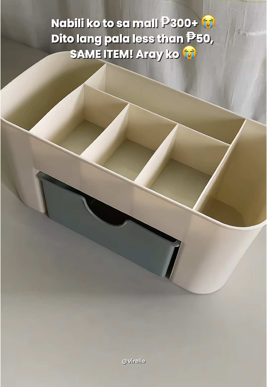 Nabili ko to sa mall ₱300+ 😭 Dito lang pala less than ₱50, SAME ITEM! Aray ko 😭 #cosmeticorganizer #makeuporganizer #organizer #storagebox #affordableorganizer 