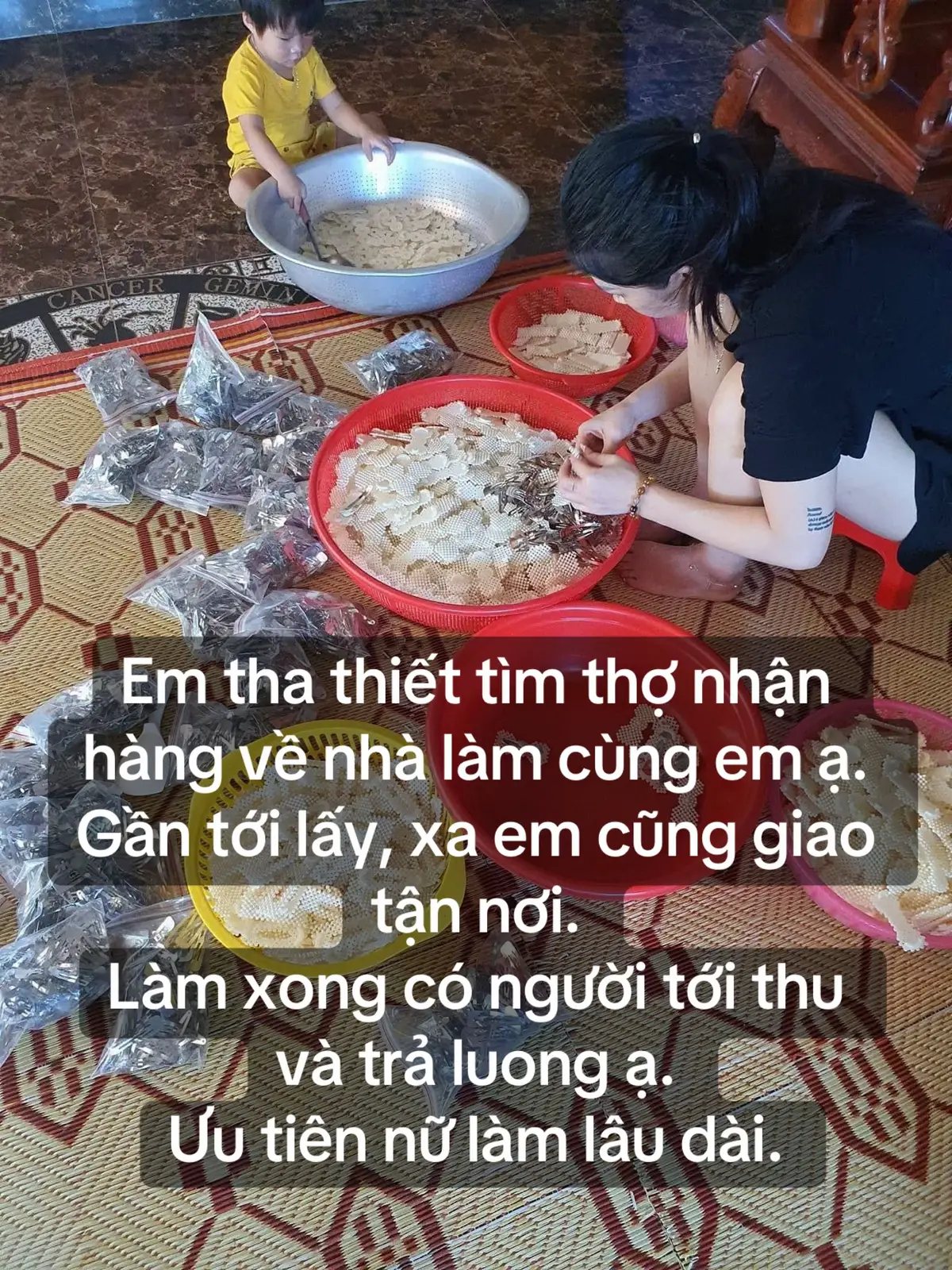 Em tha thiết tìm thợ nhận hàng về nhà làm cùng em ạ. Gần tới lấy, xa em cũng giao tận nơi. Làm xong có người tới thu và trả luong ạ. Ưu tiên nữ làm lâu dài. #vieclamuytin #vieclamuytin2025 #xuhuongtiktok 