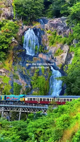 the most scenic train journey in the world! ✨🇦🇺 you need to add this to your travel bucket list! ✈️ #kuranda #cairns #queensland #australia #australiatravel #traveltips #travelinspo #backpacking #kurandascenicrailway #whvaustralia