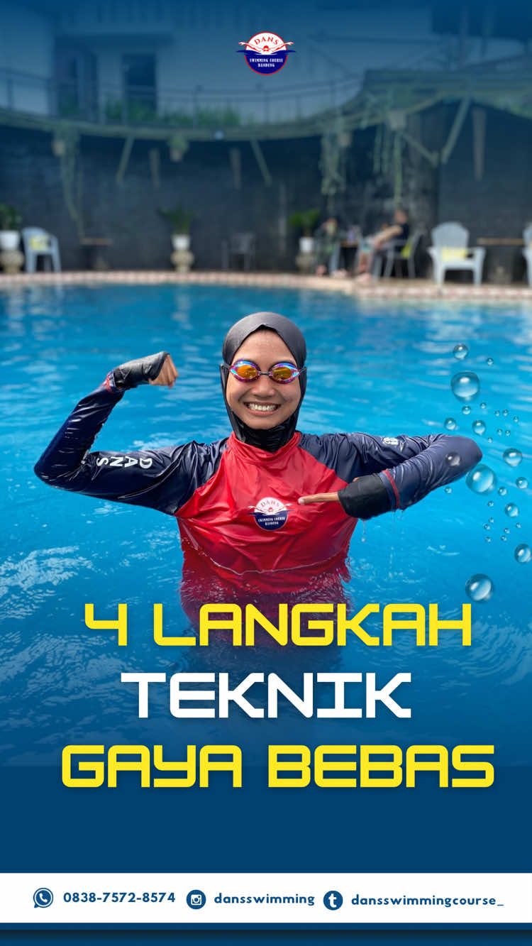 Mau renang gaya bebas tapi masih bingung gerakannya? 🏊‍♂️ Yuk pelajari 4 langkah dasar biar makin lancar di air! 🌊 1️⃣ Posisi tubuh yang benar 2️⃣ Gerakan kaki yang efektif 3️⃣ Teknik ambil nafas yang tepat 4️⃣ Gerakan tangan yang kuat dan efisien #gayabebas #renangpemula #belajarrenang #swimmingtips #renangbandung #fyp #4you 