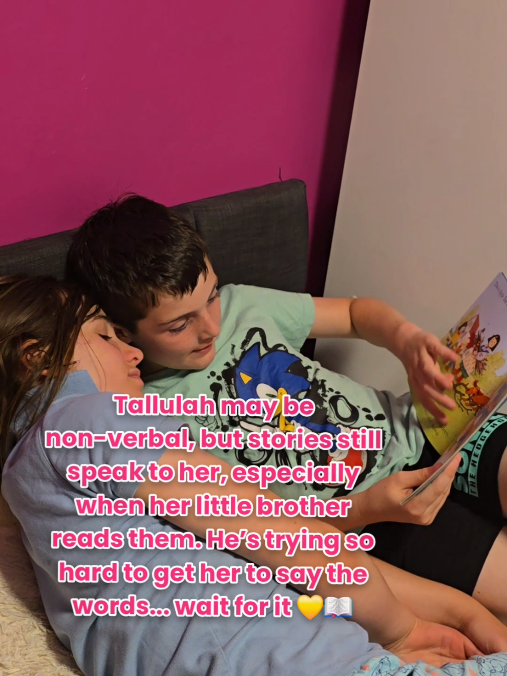 #nonverbalautism #autismawareness #neurodivergent #scn8a #siblinglove #loveyou #readingtogether 