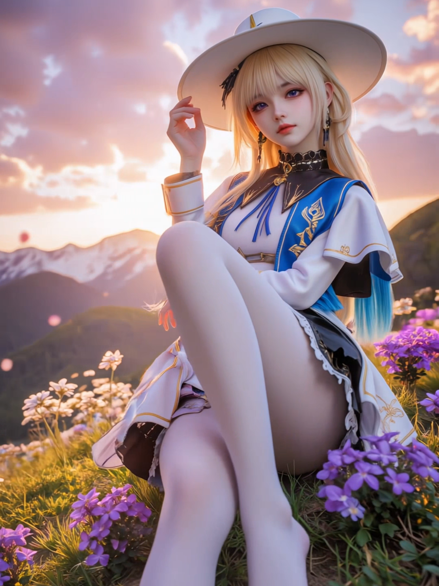 Her eyes are filled with the purple sunset. #Phoebe #WutheringWaves #animegirl