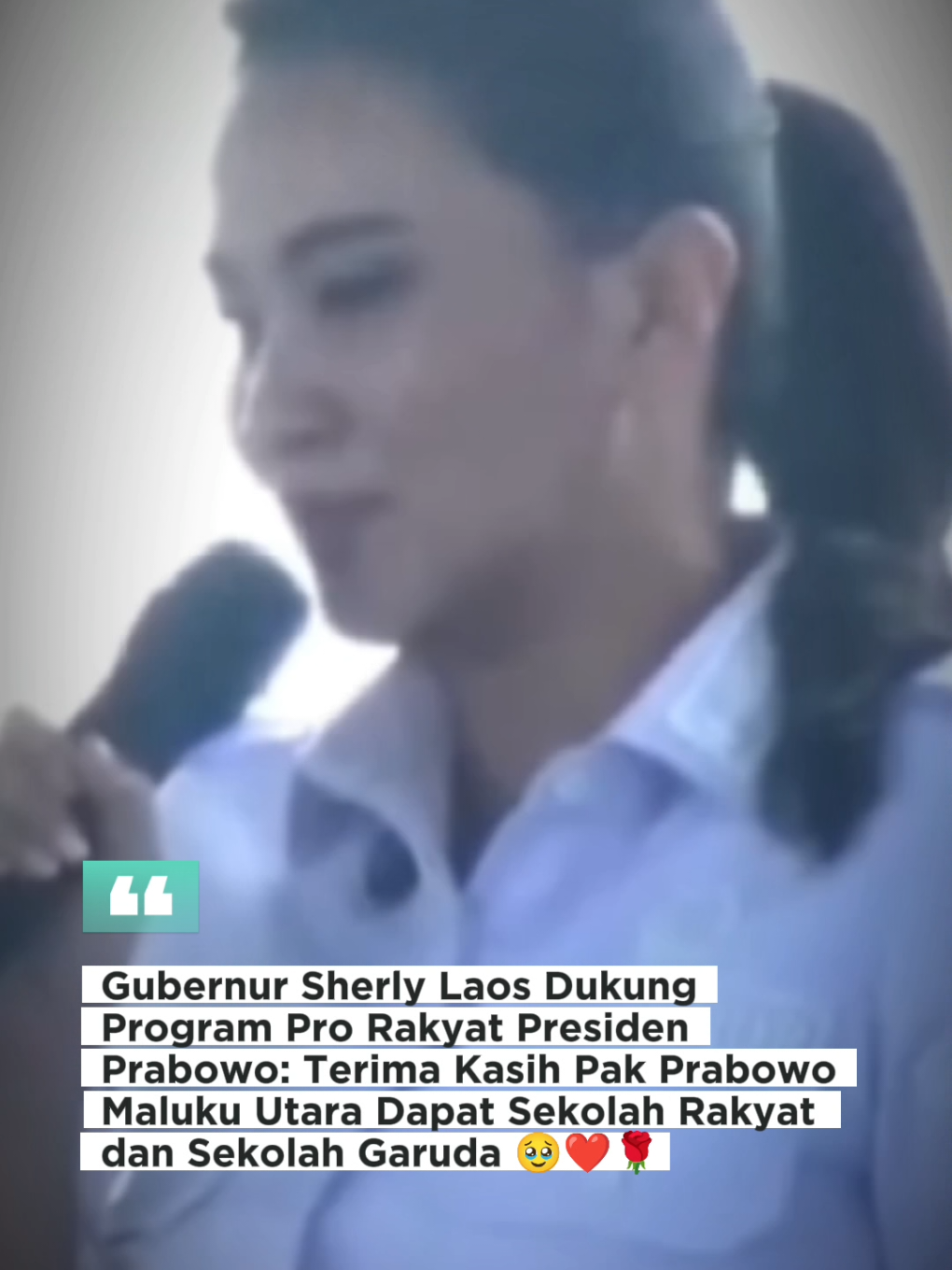 Gubernur Maluku Utara nih boss, Ibu Sherly Laos 😍🌹 #prabowosubianto #presidenprabowo #sherlylaos #gubernurmalukuutara #sherlytjoanda #malukuutara #sekolahrakyat #sekolahgaruda #kabinetmerahputih #presidenkhatulistiwa #bersamapresiden #prabowopapadunia #viralditiktok #fypviralシ #fyp 