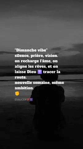 🕊️ Dimanche sacré : moment de calme, de recentrage et de connexion. On recharge l’âme, on pose ses rêves devant Dieu, et on le laisse guider nos pas. 💭 Nouvelle semaine, même ambition. 🌄 #Dimanche #Motivation #Foi #Vision #Rêves #Ambition #DieuEnPremier #Mindset #inspiration 
