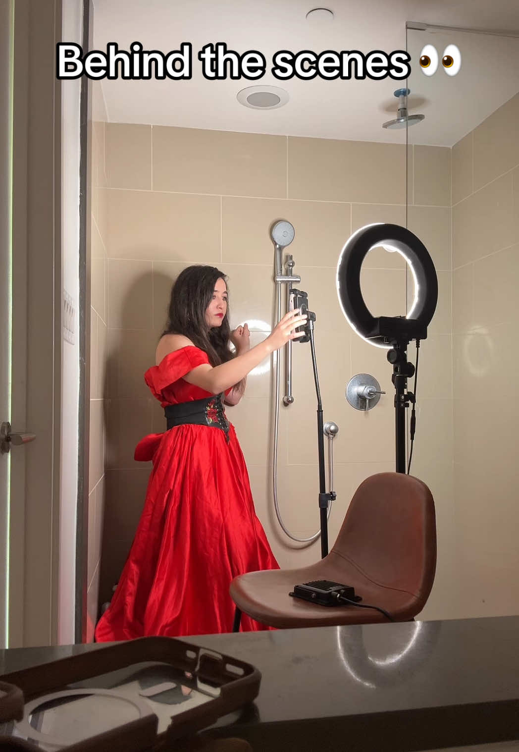 Behind the scenes 👀 Ignore the back of the dress lol #nicoledelacruz #nicolemariedlc #pov #skit #music #singer #indieartist #poprock #fantasy #BookTok #fantasypoprock #pop #losangeles #behindthescenes #bts 