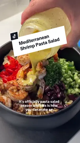 MEDITERRANEAN SHRIMP PASTA SALAD This is one of my faves from my cookbook for a reason… it’s got shrimp, feta, olives, and artichokes all in a lemony greek dressing that’s AO good. 👉 Comment PROTEINPASTA below and I’ll DM you how to grab my cookbook or my Kaizen high-protein, low-carb pasta. I used the fusilli lowcarb pasta here for 20g protein and just 6g net carbs per serving on its own, but as always, use any pasta that fits your own goals! Here’s how I made it: 1.In a salad bowl, combine: 2 diced Persian cucumbers, 1 cup halved cherry tomatoes, 1/2 cup chopped roasted red peppers, 1/3 cup chopped kalamata olives, 1/4 cup grilled marinated artichokes, 3 tbsp sliced peperoncini. 2.Add a large handful of (roughly 1/3 cup chopped) fresh chives, 1/3 cup chopped fresh dill, & 4 oz of crumbled feta. 3.For the dressing, grab a mason jar and shake together 6 tbsp olive oil, 2 tbsp lemon juice,1 tsp Dijon mustard, 1 tsp Greek Spice Blend, and salt and pepper to taste. 4.For the shrimp, season 8oz raw shrimp with 1 tbsp olive oil + 1.5 tbsp Greek Spice Blend + salt and pepper. Use any greek spice blend you like, or reference the one in my cookbook for my special blend. Heat 1 tbsp olive oil in a pan over medium. Cook shrimp 1–1½ min per side until pink and opaque. 5.Cook 6oz Kaizen lowcarb pasta (or your fav  pasta) in salted water for 4-4.5 mins or according to packaging instructions. Drain and rinse under cold water. 6.Add cooked pasta to the rest of your prepped ingredients, pour the dressing over the salad and toss. 7.Top your salad with the cooked shrimp and anything else you like! As always, if you make it, let me know on SHREDHAPPENS ENJOY! . . . . #lowcarb #lowcarbrecipes #mediterraneanfood #healthyrecipes #goodmoodfood #lowcarbpasta