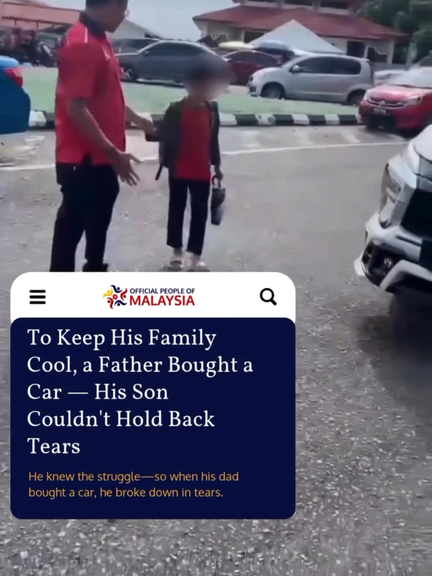 A father’s love, felt in every mile. 🚗💔 After seeing his family endure the heat for so long, one Malaysian dad finally bought a car to ease their daily struggle. His son’s reaction? Tears. Not for the car—but for the love, sacrifice, and relief it brought. 🥹❤️ Sometimes, the smallest comforts mean the world. Video: TikTok/namesetjersi #FamilyFirst #FathersLove #EverydayHeroes #MalaysianStories #ActsOfLove #ParentingGoals #RealMoments #KindnessMatters #SacrificeAndLove #HeartwarmingStories #MalaysiaTrulyAsia #TearsOfJoy #UnsungHeroes #FamilyBond #EmotionalMoments #peopleofmalaysia