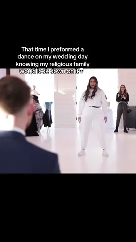 Debated doing this for so long that by the time I convinced myself to do it, I only had less than two months to learn the choreography. DO WHAT YOU WANT ON YOUR WEDDING DAY LADIES ❤️ my man loved it 🥰  To further explain, I purposefully wore this covered up outfit and played down the dance moves out of respect for said religious family. #fyp #wedding #weddingdance #melissamolinaro #weddingtiktok #viral @Melissa Molinaro for the inspo ❤️