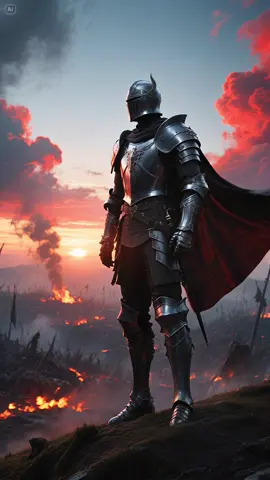 The Stand at Dusk.  #medievalart #fantasyart #darkfantasy #medieval #fantasy #knight #honor #brave #klingai #AIArt #fyp