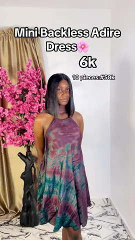 Mimi Backless Adire Dress Now In Dtock! #minidress #adiredress #adire #backlessdress #viral #viralllllll #foryoupage #layoplace 
