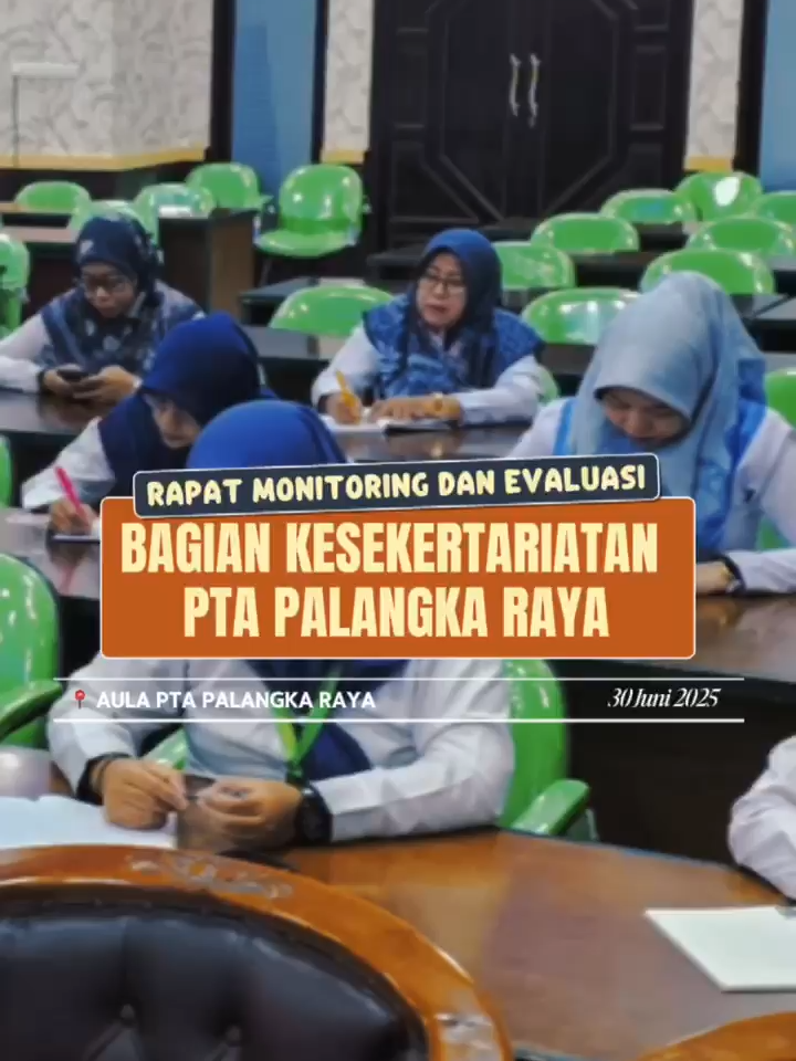 📆 Senin, 30 Juni 2025 📍 Aula PTA Palangka Raya Sekretaris Pengadilan Tinggi Agama Palangka Raya memimpin rapat Monitoring dan Evaluasi bagian kesekretariatan untuk Triwulan kedua #ptapalangkaraya #ptapalangkarayasiapberubah #pengadilanagama #badilagexcellent #mahkamahagung