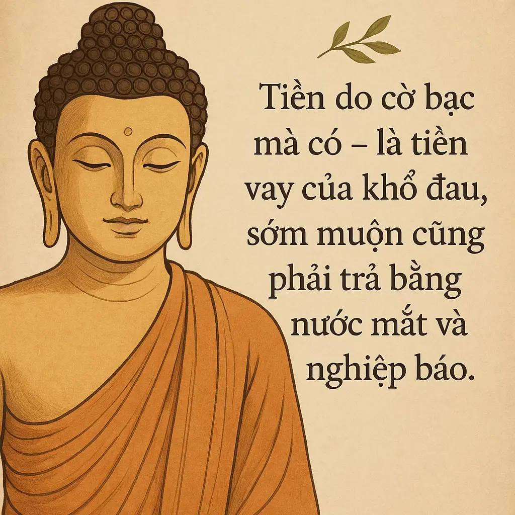 nghĩa sâu sắc của câu nói này: ⸻ 🔥 1. Cảnh báo về bản chất nguy hiểm của cờ bạc 	•	Tiền có được từ cờ bạc không phải là “tài sản sạch”, mà là tiền đến từ tham lam, may rủi, lừa dối và ảo vọng. 	•	Nó tạo ra ảo giác về sự giàu có, nhưng thực chất là một khoản nợ vô hình với đời và với chính mình. ⸻ ⚖️ 2. Luật nhân quả: Được rồi sẽ mất – có vay thì có trả 	•	Cờ bạc tạo nghiệp xấu: tham, sân, si, dối trá, hủy hoại lòng tin, gia đình và cả đạo đức cá nhân. 	•	Dù có lúc thắng, nhưng nghiệp báo sẽ đến dưới nhiều hình thức: thua lỗ, gia đình tan vỡ, nợ nần, mất niềm tin, thậm chí tù tội. ⸻ 😢 3. Nỗi đau phía sau đồng tiền 	•	“Nước mắt” là hình ảnh của hối hận, mất mát, đổ vỡ. 	•	Nhiều gia đình tan nát chỉ vì một người vướng vào cờ bạc – từ đó kéo theo đau khổ cho cha mẹ, vợ chồng, con cái. ⸻ 🧘 4. Lời thức tỉnh – từ bi nhưng nghiêm khắc 	•	Câu nói không chỉ trách, mà còn cảnh tỉnh người đang sa vào vòng xoáy cờ bạc: hãy tỉnh táo, quay đầu trước khi quá muộn. 	•	Đồng thời cũng là lời khuyên cho người thân: đừng tiếp tay, đừng mù quáng tha thứ, mà phải giúp họ nhận ra hậu quả để tự cứu chính mình. ⸻ 📿 Kết luận: 🌿 Cờ bạc không làm giàu – chỉ làm người ta khánh kiệt tâm trí, phước phần và cả tương lai. Đừng để đồng tiền đến từ sai lầm, rồi phải trả bằng cả cuộc đời. PhatPhapNhiemMau 	•	#CảnhTỉnhTâmLinh 	•	#NghiệpBáoLàCóThật 	•	#BuôngBỏThamDục 	•	#ThứcTỉnhTâmTham 	•	#KhôngCờBạc 	•	#TiềnBạcVàNghiệp 	•	#TỉnhGiấcTrướcKhiMuộn 	•	#ĐờiLàVôThường •	#TâmAnLàPhước 	•	#PhướcĐứcVẹnToàn 	•	#PhậtDạySốngTốt 	•	#MộtNgàyMộtCâuPhật 	•	#ChánhNiệmMỗiNgày 	•	#HìnhPhậtĐẹp 	•	#TríTuệVàTừBi 	•	#SốngTửTế •	#fyp 	•	#xuhuong 	•	#viralvideo 	•	#trendingnow 	•	#caunoihay 	•	#statushay 	•	#tiktokviet 	•	#reelsvn 	•	#tiktokphatgiao