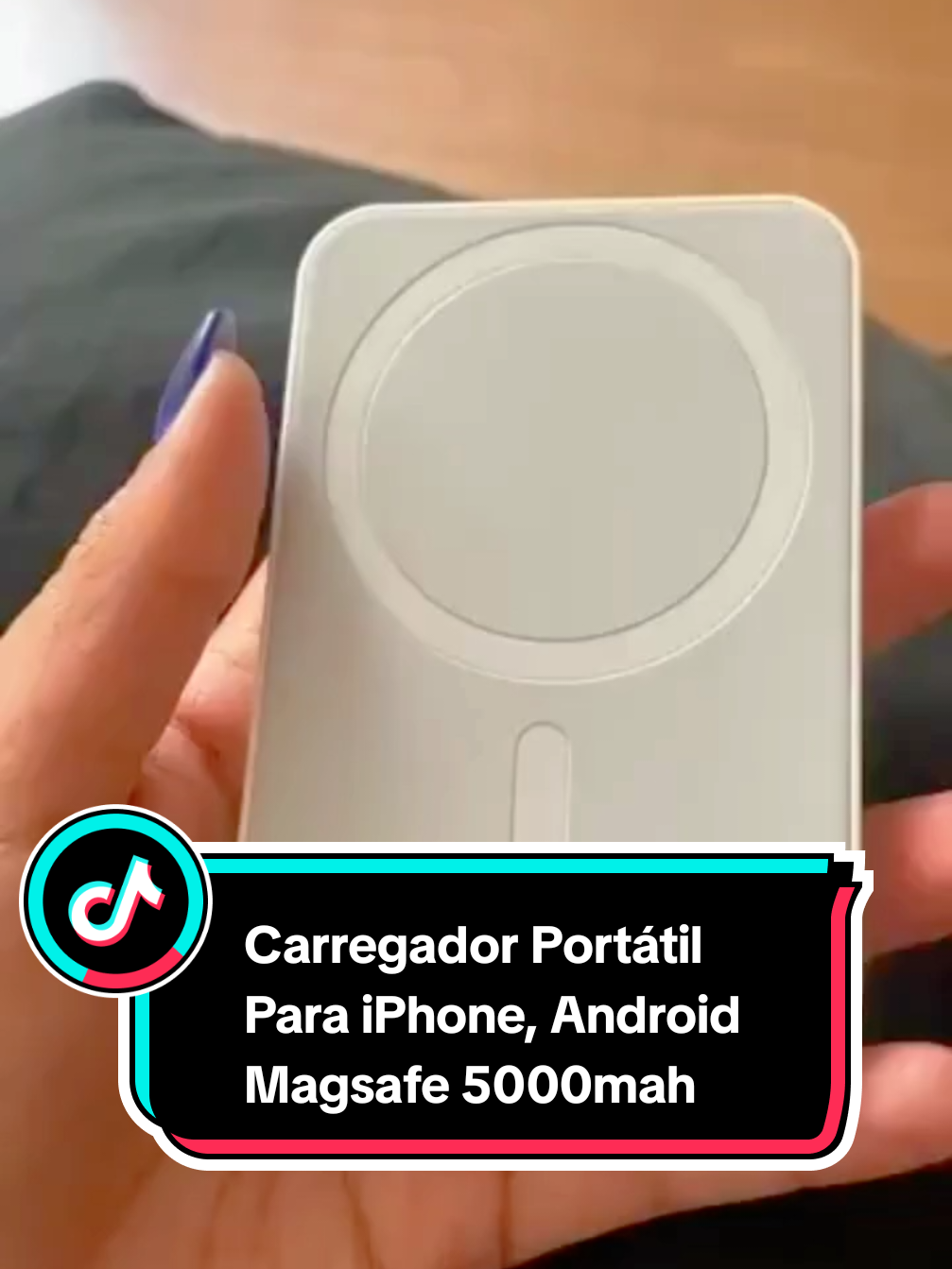 Carregador Portátil Indução Para iPhone, Android Magsafe Apple Sem Fio Bateria 5000mah GARANTA O SEU AGORA #tiktokshopchegou #tiktokshop #achadinhos #shopnow #carregadorporinducao #magsafe #celular 