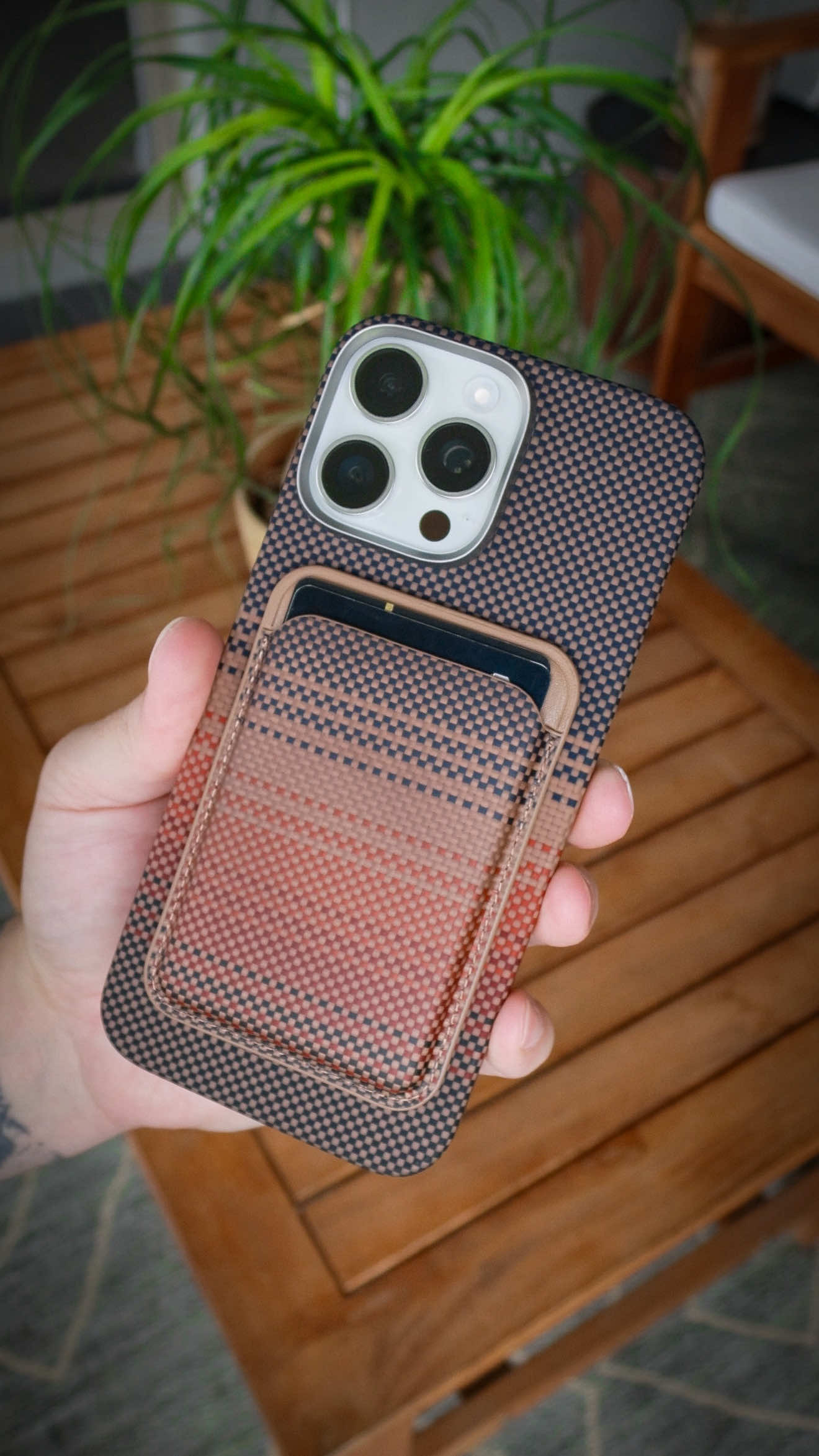 What do you think of this @ipitaka.global Sunset iPhone 16 Pro Max case and MagSafe Wallet combo?  #apple #iphone #pitaka #magsafe #wallet #iphone16 #phonecase #phoneaccessory #Tech #technology #smartphone #magsafewallet #edc #iphonecase 