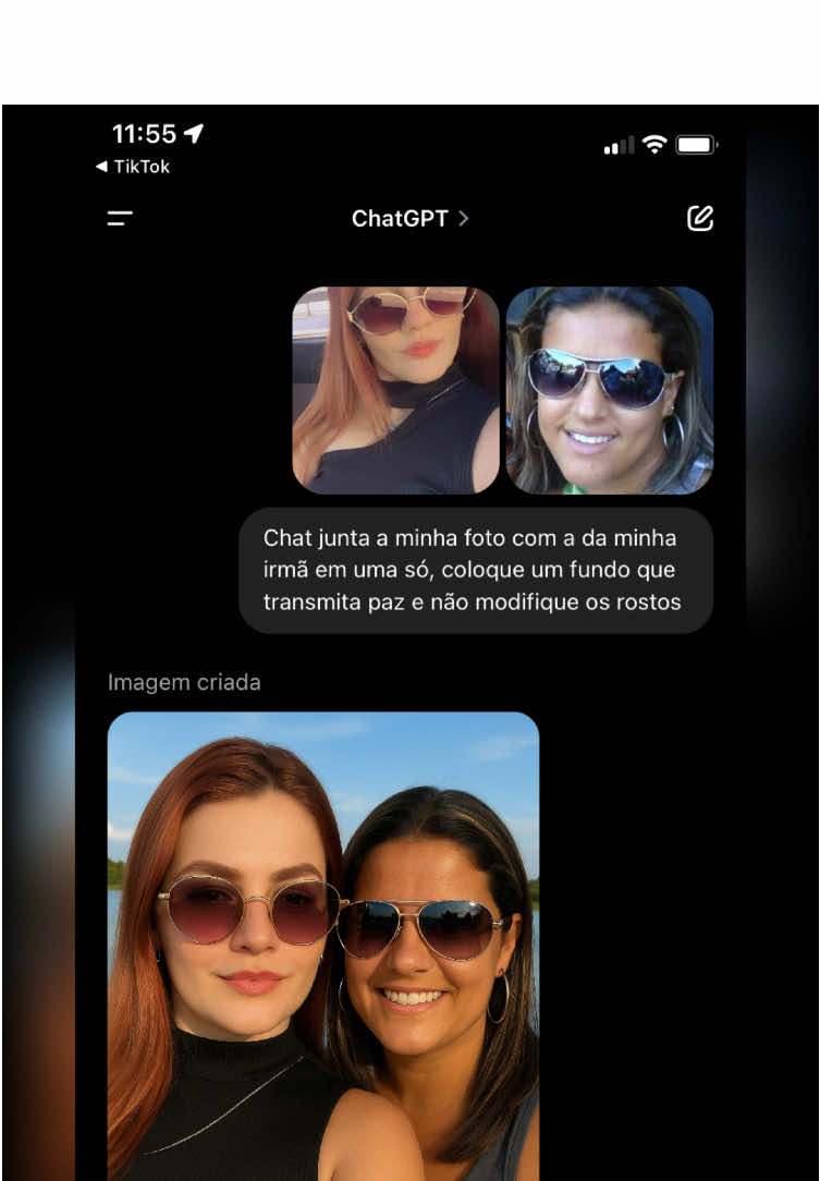 LEVE ALTERAÇÃO NAS FOTOS…  JÁ CÓPIA E COLA 🌸 TEXTO PODE SER ALTERADO CONFORME VOCE DESEJA!  “ Chat junta a minha foto com a da minha irmã em uma só, coloque um fundo que transmita paz e não modifique os rosto!!! “  Quanta saudade de você maninha, uma jovem linda que infelizmente foi brutalmente ass#sinad# por um vagab#un#do que hoje está curtindo a vida!!! 😭  #chatgpt #trendingvideo #tutorial #imagem #capt #saudadeseternas #luto🖤 #maninha 