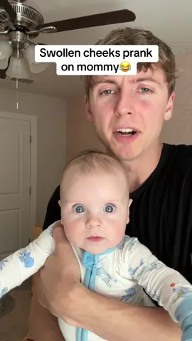 Her cheeks are definitely swollen😂 #baby #funny #prank #couple #thequistfamily 