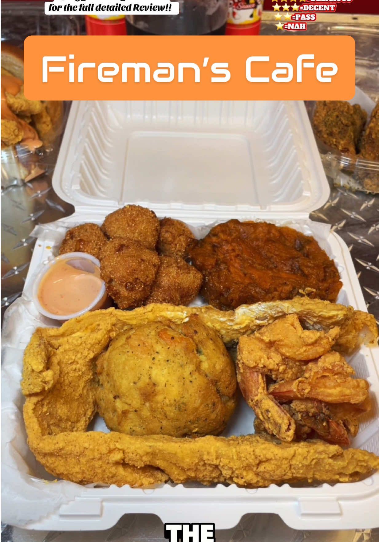 @Firemans Cafe #bigschlimsreviews #bigschlimplatter #shrabcakes #crabcake #shrimpcake #lemonpepperwings #hushpuppies #yams #friedwhiting #shrabsauce #friedshrimp #goodeats #dmvtiktok #dmvfoodie I told y’all I was coming back to this spot when they bottle their Shrab Sauce!! Well they did it, & I pulled up for it!! They also got the BIG SCHLIM platter in here so I’m definitely getting that!! I’m bias to this spot, but YOU come find out for yourself!! . Where I am: @firemanscafe . Location Reviewed: 9101 Kinney Place, Unit B Clinton M.D. . Items Reviewed: STAMP!! Their SHRAB Sauce ($7.50 a creamy, savory, tangy sauce that you can put on seafood, burgers, chicken, anything). Try this!! It’s in BK Miller or at Fireman’s Cafe). STAMP!! Their Lemon Pepper Wings ($7.99 6 lemon pepper dusted wings). I always get these!! GET THEM!! STAMP!! Their Fish Stack Sandwich ($12 with 6 pieces of whiting, & I put Shrab sauce on mine). Reminds me of the original Horace & Dickies fish sandwich!!  Get it, & put the SHRAB sauce on it!! STAMP!! Their BIG SCHLIM Platter ($35 with their shrimp/crab cake the Shrab cake, 2 pieces of whiting, 5 fried shrimp, hush puppies, & yams). I’m completely biased to this meal because it has my name on it…BUT…it’s a reason  this platter has my name on it…GET THERE!! . Customer Service: On Point . Parking: DECENT . Recommendations: Get that platter, & that sauce!! . Accessibility: It’s wheelchair friendly, & it’s differently abled persons friendly. ⭐️⭐️⭐️⭐️⭐️=STAMP ⭐️⭐️⭐️⭐️➕=LIKE THAT  ⭐️⭐️⭐️⭐️=DELICIOUS  ⭐️⭐️⭐️=DECENT  ⭐️⭐️=PASS ⭐️=NAH #Bigschlimsreviews