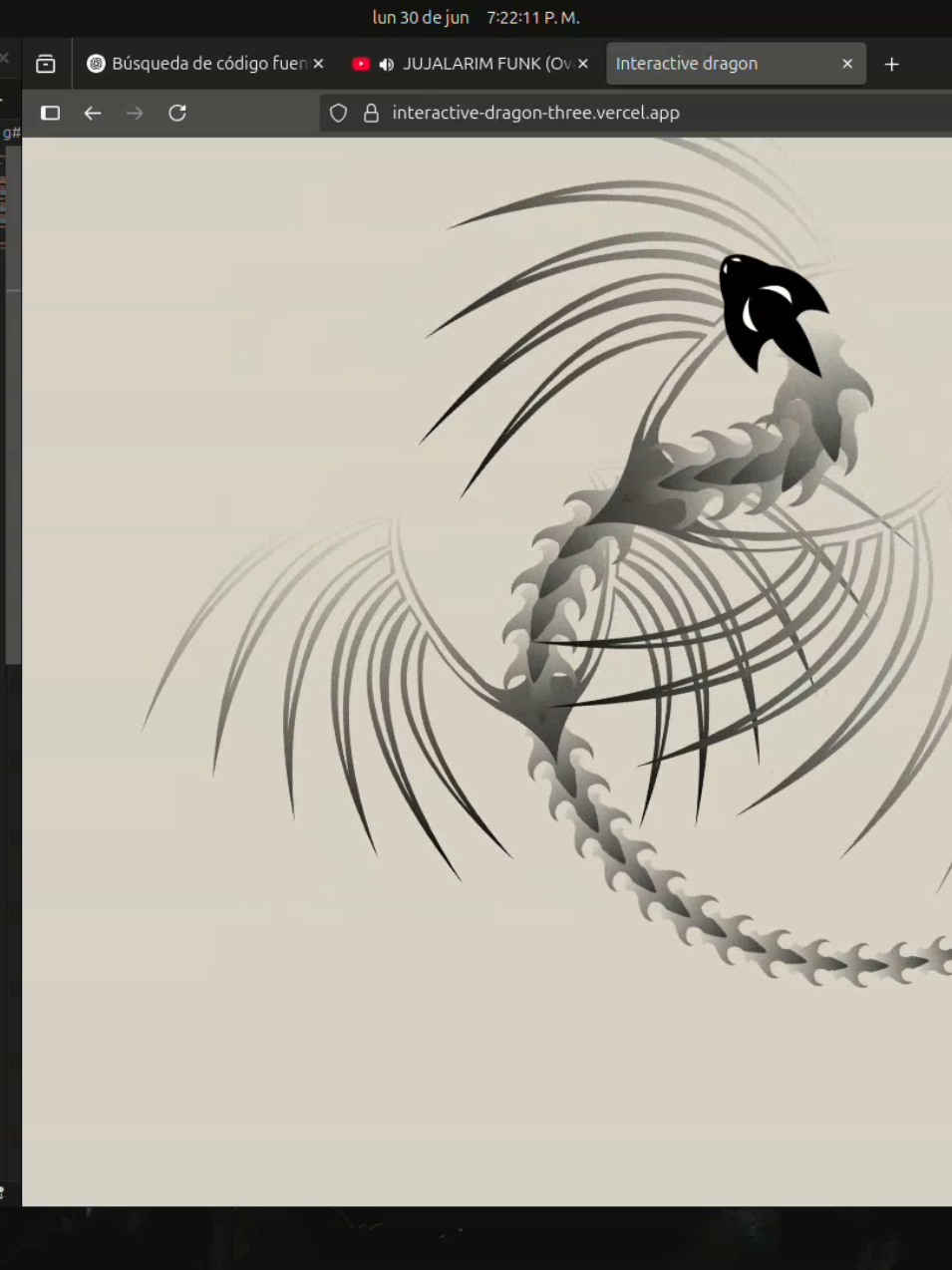 dragón Interactivo  Código fuente: https://github.com/shox404/Interactive-Dragon #manim #programming #code #codigo #html #javascript #java #styles #frontend #desarrolloweb 