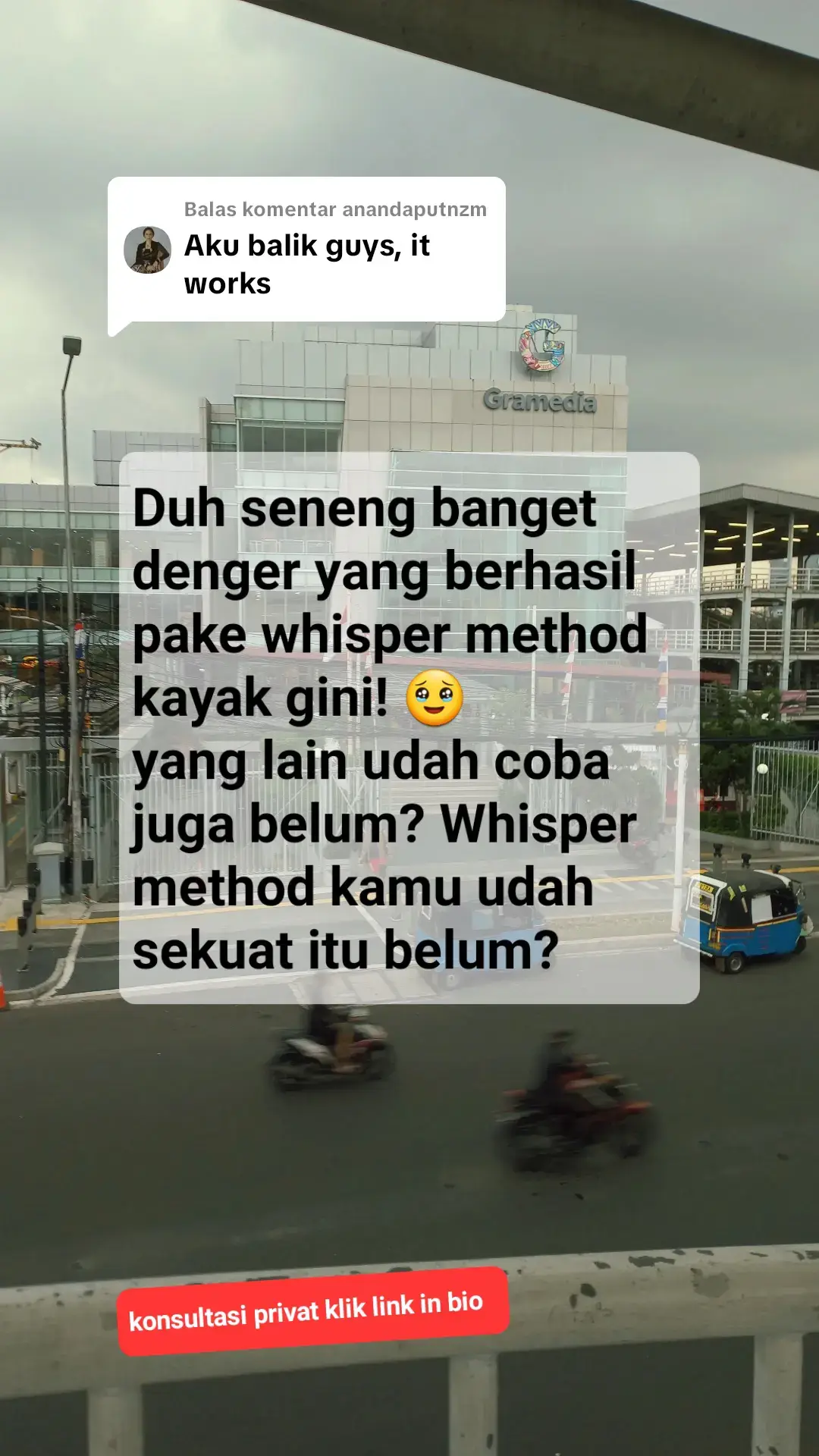 Membalas @anandaputnzm @anggra1717  Pas energimu bener-bener tenang & yakin, semesta geraknya cepet banget. Kalau kamu mau jaga vibrasinya tetap stabil, boleh loh aku bantu guide-nya pelan-pelan. #affirmations #manifestasi #lawofassumption #LawOfAttraction #WhisperMethod #energymanifestation #PoweroFMindset 
