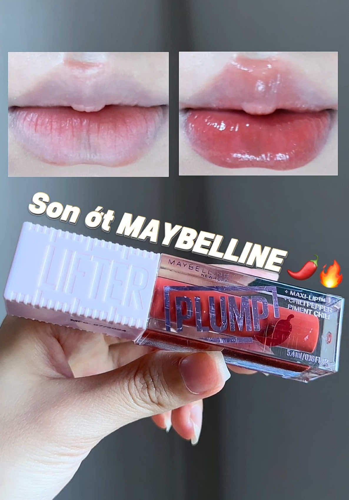 Son bóng Filler MAYBELLINE Lifter Plum màu 006 - Hot Chili 🌶️🔥 #maybellinelifterplump #fyp #goclamdep #reviewson #swatchson #reviewlamdep #lolimeo #maybellinevn #makeuppartner 