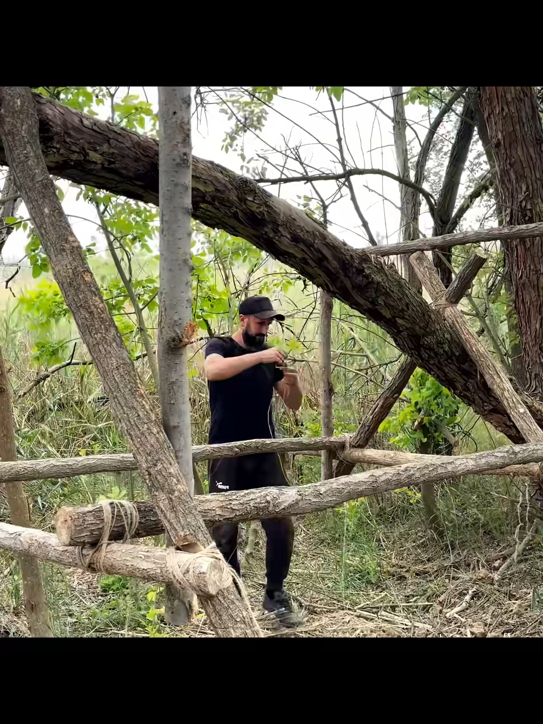 Build a beautiful hanging tree shelter #campinglife #shelter #camping #satisfying #asmr #survival #bushcraft #fypシ゚ #Outdoors #building #outdoorlife