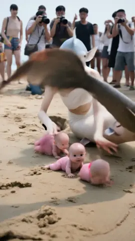 The mermaid mother,feeling extremely scared,took her baby back to the sea #mermaid 