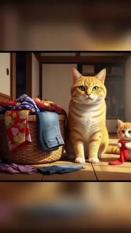 Mama Cat _Kitten Washes Clothes Then Cooks Delicious food for Daliy Routine #catlover #meow #pet #cute #cats #cute #kitty #CapCut #catlife #catsoftiktok #kittens 