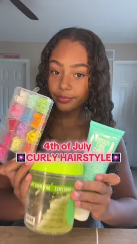 4TH OF JULY CURLY HAIRSTYLE 🥳 #4thofjuly #curlyhair #curlyhairstyles #curlyhairinspo #curls #curlyhairtutorial #foryoupage #fyp #fypシ゚viral 