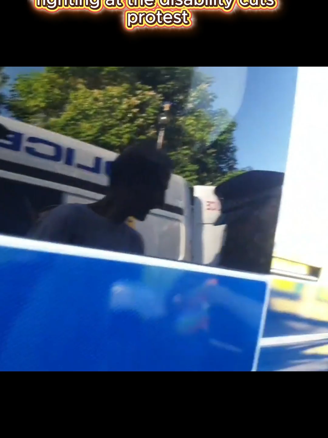 2 protesters arrested for fighting at the disability cuts protest Part-4