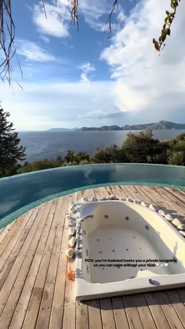 POV: you’re husband books you a private bungalow so you can swim without a hijab #fyp #privatebungalow #privatepool #holiday 