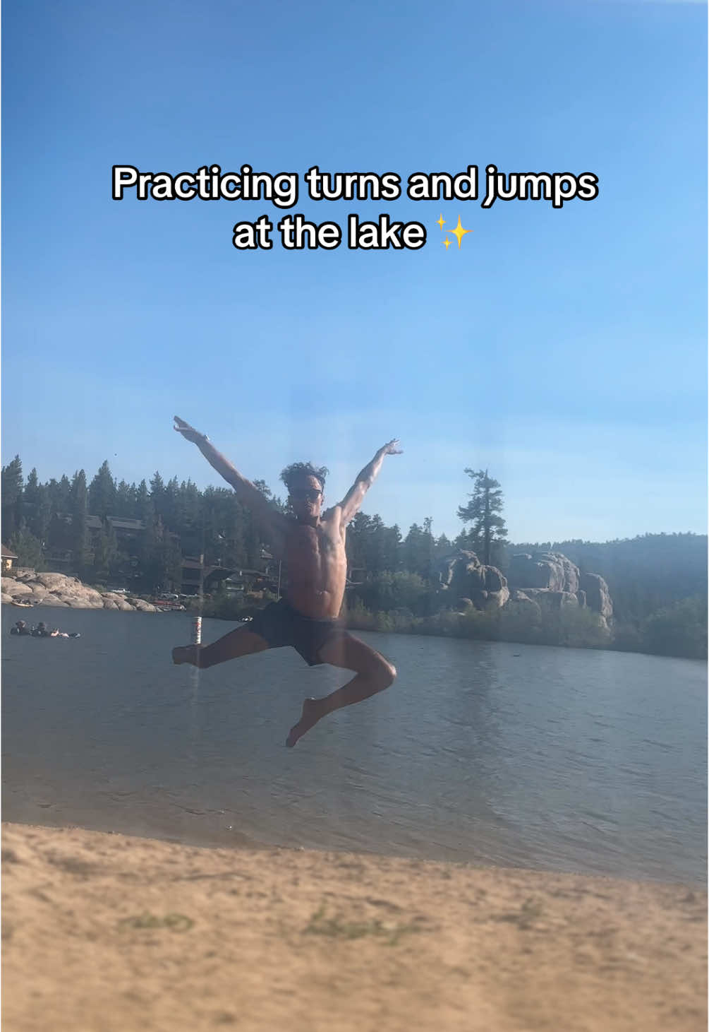 I did get a rock in my foot but still had fun #practicedance #lake #bigbear #jazz #