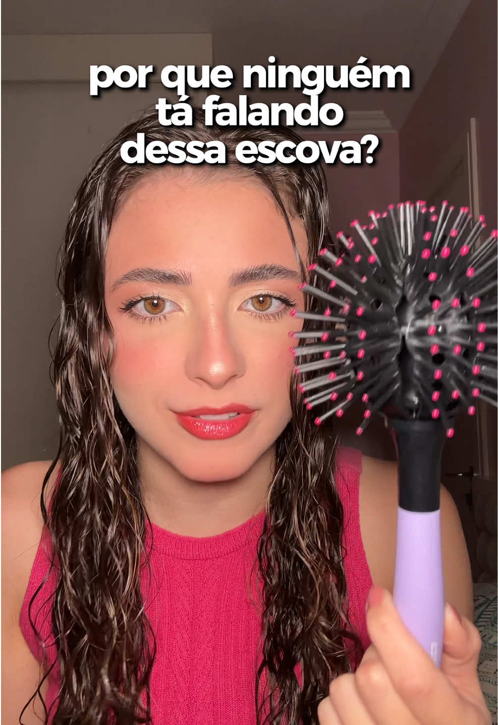 finalizando meu cabelo com a escova twist 3D curls da @Mundo Ricca 🩷 também conhecida como escova bolinha ou escova ouriço 🦔 o que acharam? ✨ #cabelocacheado #cachos #finalizacao #ricca #riccacreators #inspo #review