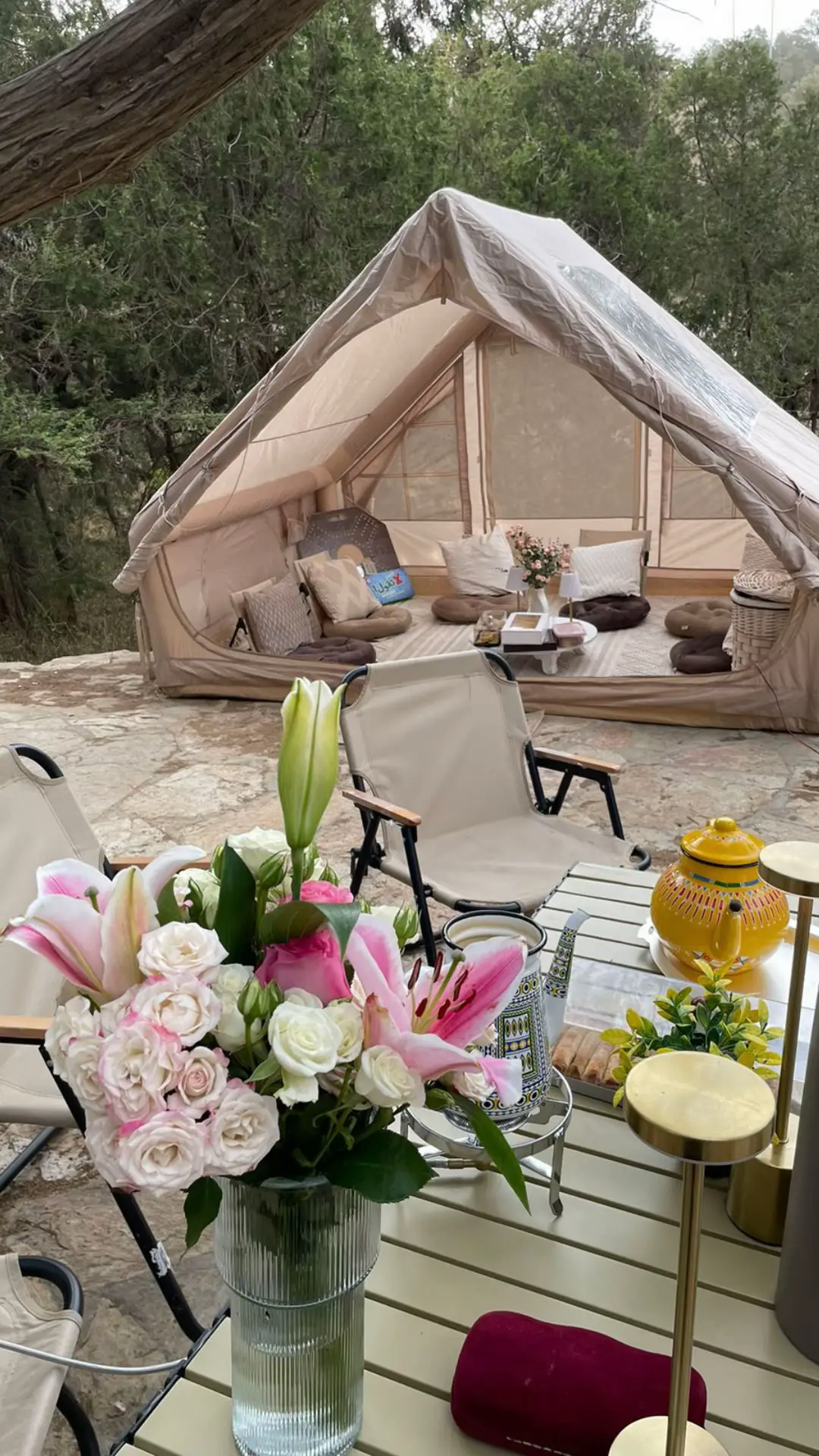 حيث يلتقي هدوء الطبيعة مع فخامة التفاصيل 🏕️🤍  #RevaTent #explore #النماص #تنومة #aseer #camping 
