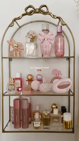 the prettiest shelf from @HomeGoods to display all my fragrances 🥰🩷 - #homegoods #homegoodsfinds #fragrance #fragrancetok #perfume #perfumecollection #loveshackfancy #gisou #rarebeauty #girlyaesthetic 