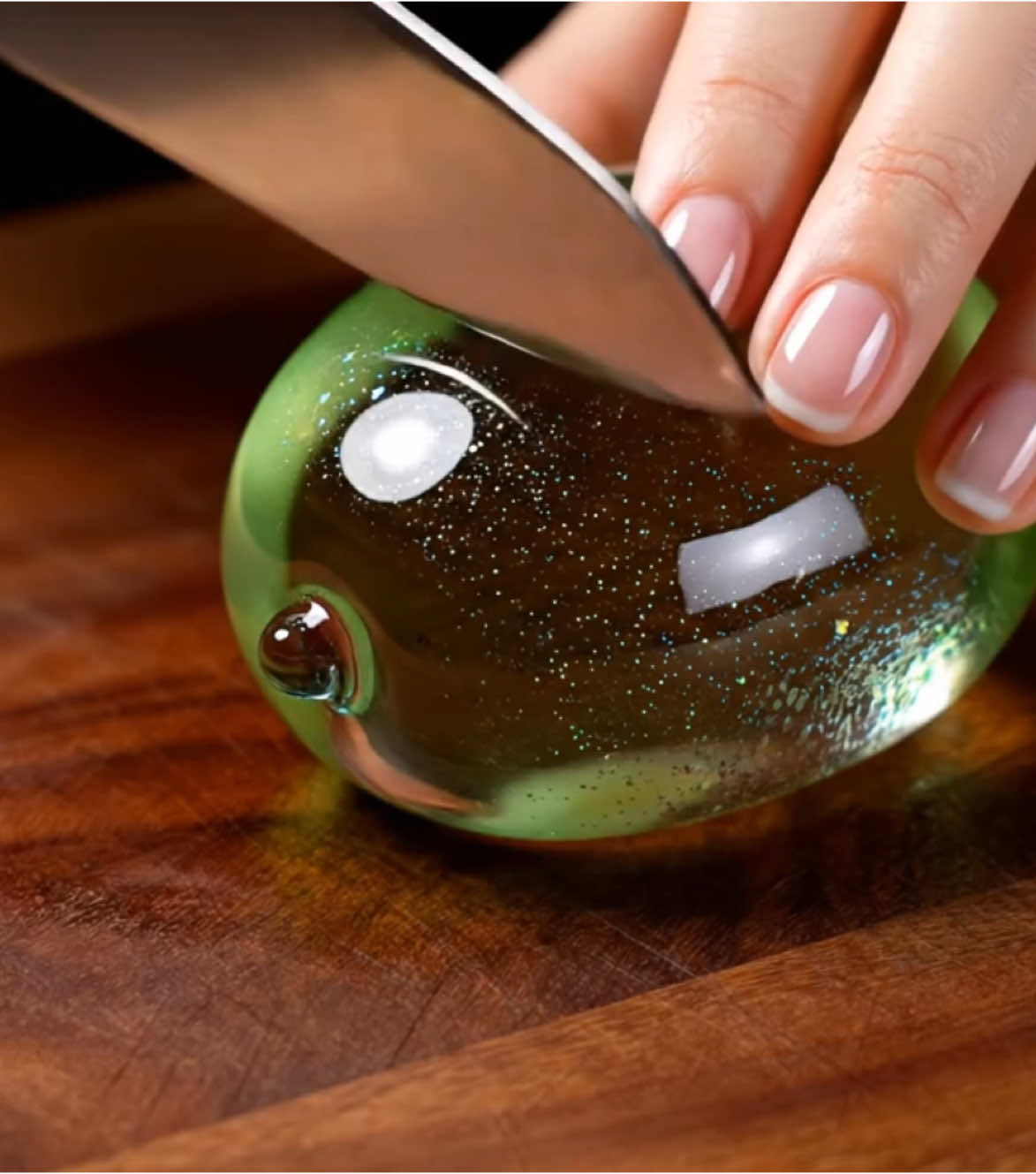 POV: Cutting glass fruits. #asmr #fruit #glassfruit #glass #oddlysatisfying #asmrsounds 