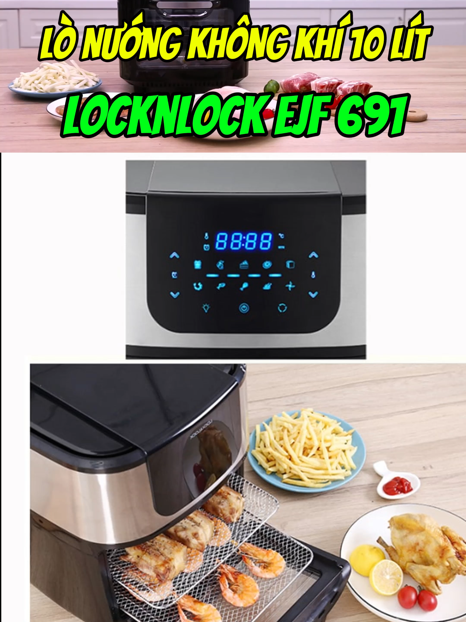Lò nướng không khí 10 lít Locknlock EJF691 #lonuongkhongkhi #lonuong #lonuonglock #lonuonglocknlock #noithanhhanoi #giadungtienich