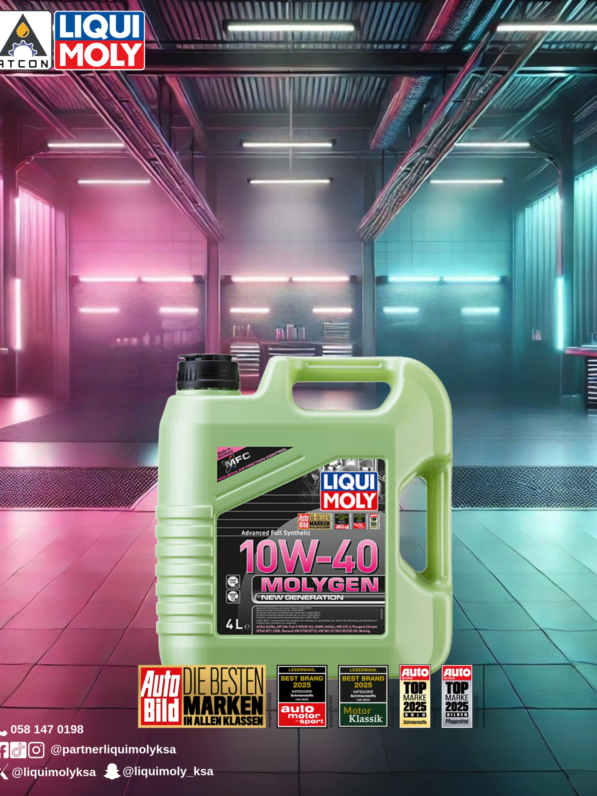 🟢 قوة الحماية تبدأ من هنا! LIQUI MOLY Molygen 10W-40 بزيت تركيبة ذكية تحمي محركك وتطيل عمره. 💡 خيارك المثالي للمحرك الذكي! #Molygen #زيت_سيارات#زيوت_سيارات_ #liquimoly #العناية #زيت_المحرك