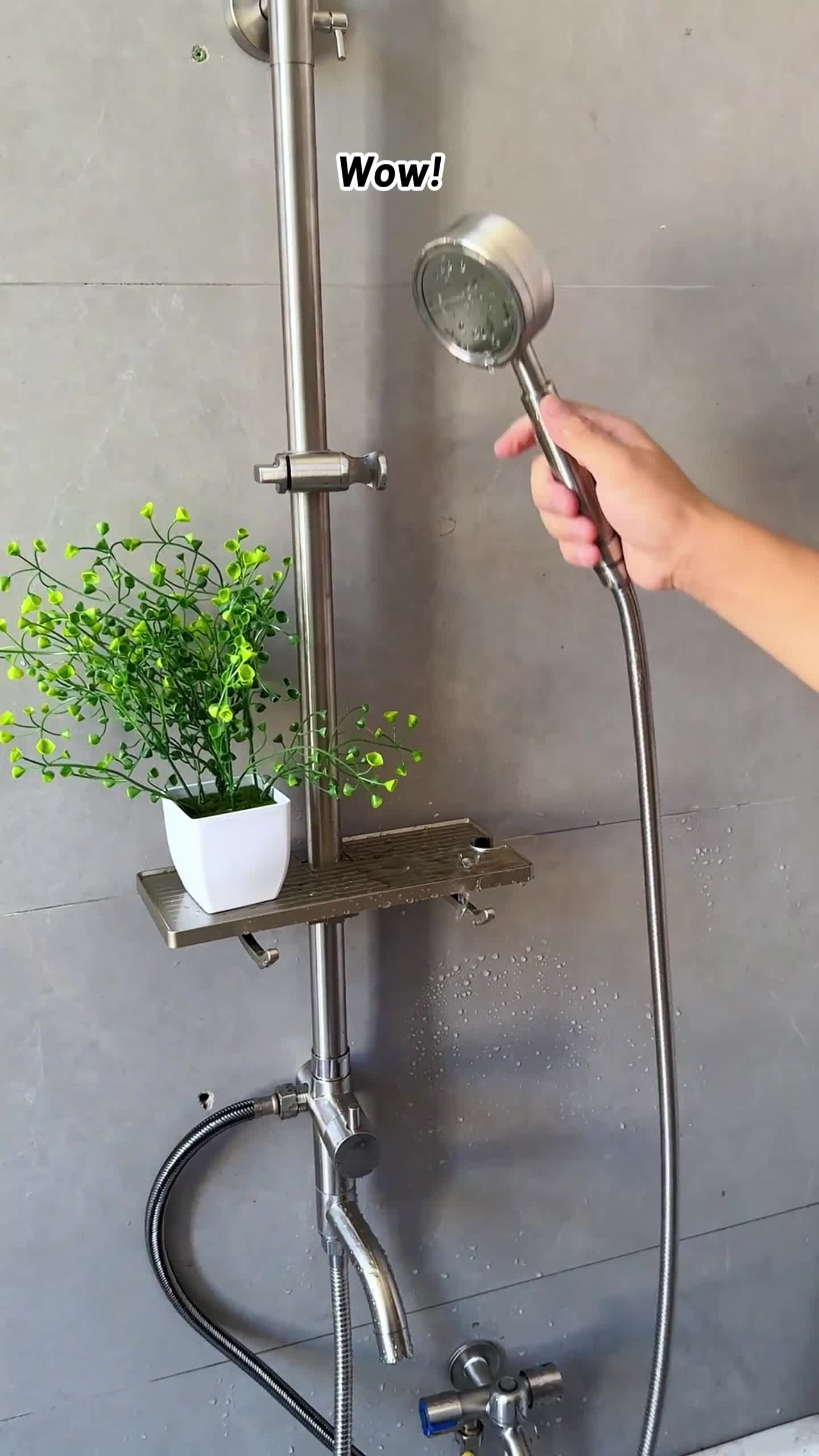 KOYOT Shower Kamar Mandi Full Set Sumber Tunggal 304 Stainless Steel Panas Dingin dengan Kran 3 Ways / Hand Shower Mandi / Tempat Sabun / Selang Fleksibel / Kepala Shower Mandi Shower Kamar Mandi Satu Set 