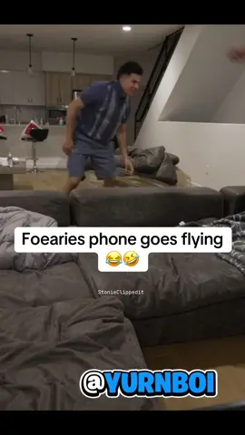 Yall seen how his phone just flew down the stairs 😂 #yurnboi #foearies #johnny #funny #clips #foryou #halirious #collab 