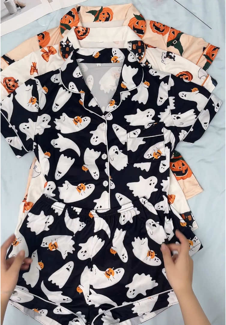 This Ghost Print Pajama Set is perfect for cozy moments at home! The short-sleeve top with elastic waist shorts is comfy for all seasons, making relaxation effortless! 👻🛋️ #CozyVibes #ComfyPajamas #AllSeasonSleepwear #WomensPajamas #halloween #halloweencore #halloweendecor #Pumpkin #WaistShorts #Tee #TikTok #foryoupage #fyp #bestbuy #bestforsummer #tiktokshopbacktoschool#TikTokShopSummerTurnUp  #Yoga #IDY #InternationalDayofYoga #BeChicBeMindful#spotlightfinds