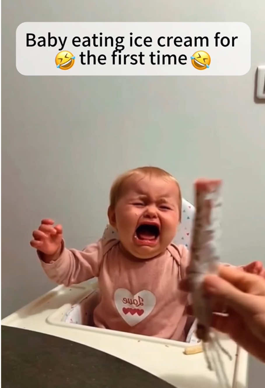 Baby eating ice cream for the first time 😂😂😂#funny #baby#moment #happy#fyp