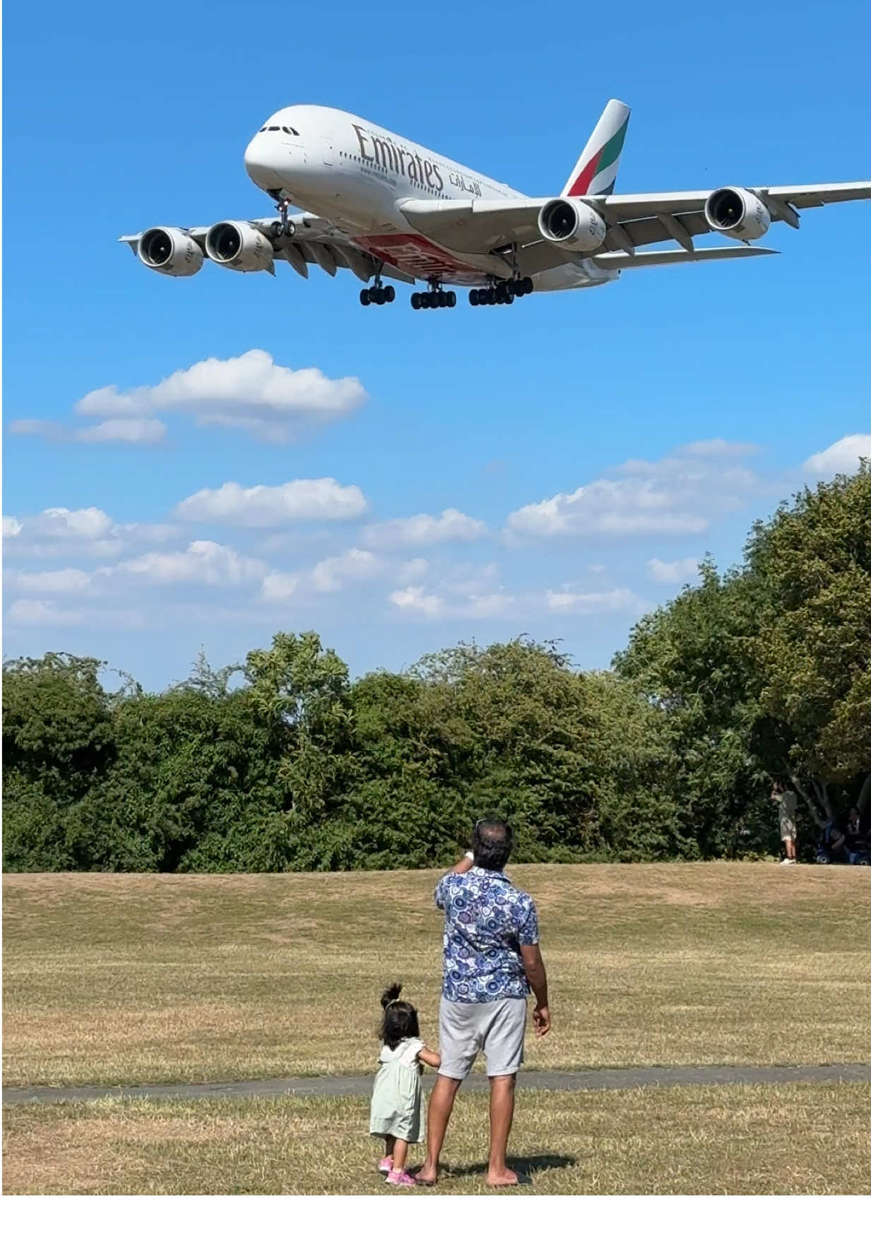 Emirates A380 makes a majestic arrival at London Heathrow. Aviation interest spans generations, is multigenerational and is something everyone can enjoy. #emirates #a380 #planes #airport #holiday #pilot 