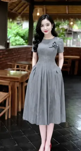 Váy thiết kế dáng dài xòe chữ A, đính hoa nổi may tay sang trọng - Màu xám basic thanh lịch 🌷🌷🌷 #vayxinh #vaythietke #vaydutiec #damthietke #damtrungnien #thoitrangnu #xuhuong #fyp 