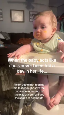 Her brother barely ate his baby food when he was little I don’t understand this level of I want it right now 😭😭😭🤦🏼‍♀️ #fyp #fypシ #viralvideo #viral #mama #momtoboth #sahm #realisticmomlife #babiesoftiktok 