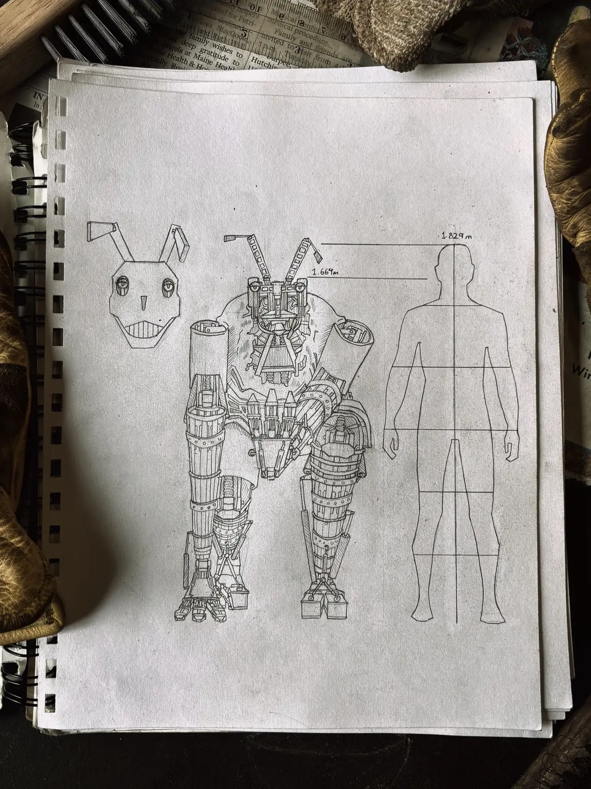 Standing height: 3.098 meters (10.2 feet) Crouched height: 1.664 meters (5.5 feet) Crouches for: • Entering buildings • Navigating low-ceilinged rooms • Hiding • Window-watching  #thewaltenfiles #welding #fivenightsatfreddys #fnaf #anamatronic #sculpture #sketch #drawing